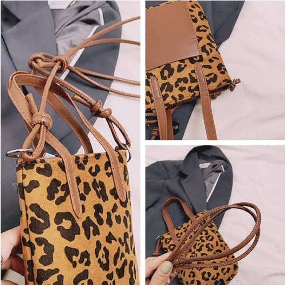 Retro leopard print hand-held crossbody bag - Picture 5 of 7